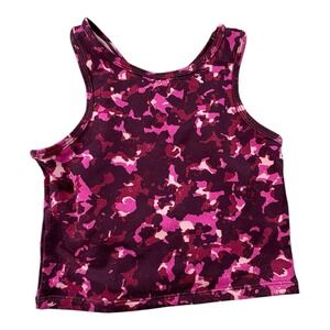 Zella Girls Medium Camo Crop Tank Top Pink Purple Stretch